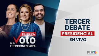 #ENVIVO | Tercer debate presidencial entre Claudia #Sheinbaum, Xóchitl #Gálvez y Álvarez #Máynez