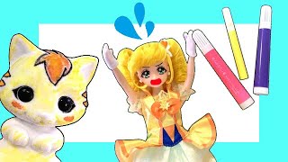 ヒーリングっどプリキュア★お絵かき人形ぬりえメイク♪おえかきもふれんずで遊ぼう！