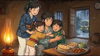 COZY FAMILY Dinner ⛈️ 1990s Japan Rural Life | Ghibli Style ASMR screenshot 5