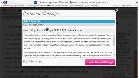 Avon Website editing tutorial