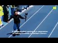 See the speedy student cameraman,  keeps pace with sprinters in college 100-meter dash in China