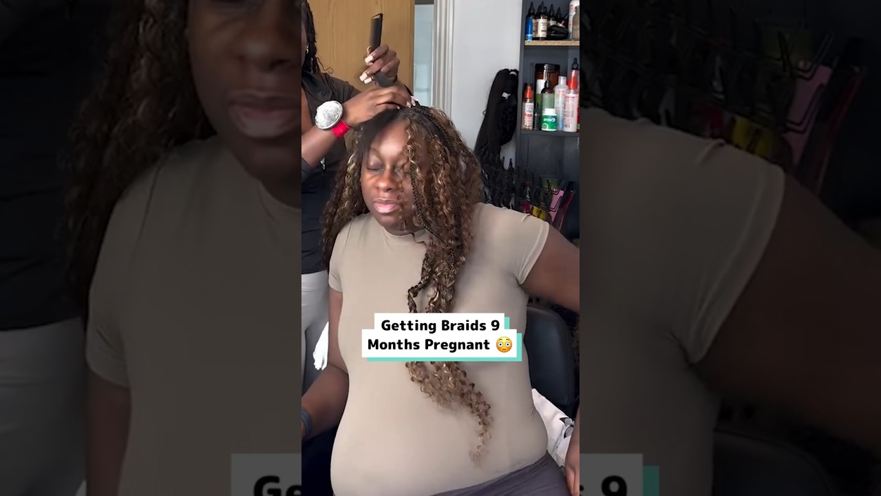 shouldn’t be doing this at 9 months pregnant 😳 @e_stylish1 #HairBraiding #BraidsTutorial