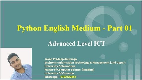 A/L ICT Python English Medium - Part - 01