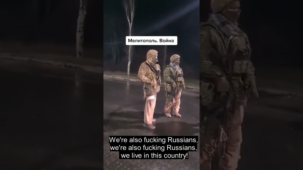 Unarmed Russian-speaking local resident in Ukraine confronts armed Russians in Melitopol
