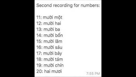 Vietnamese - counting from 11 to 20
