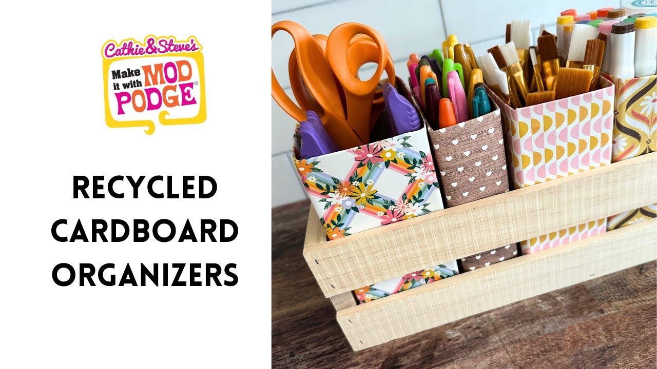 Upcycled Organizer Bins How to Cover Boxes with Mod Podge and Paper