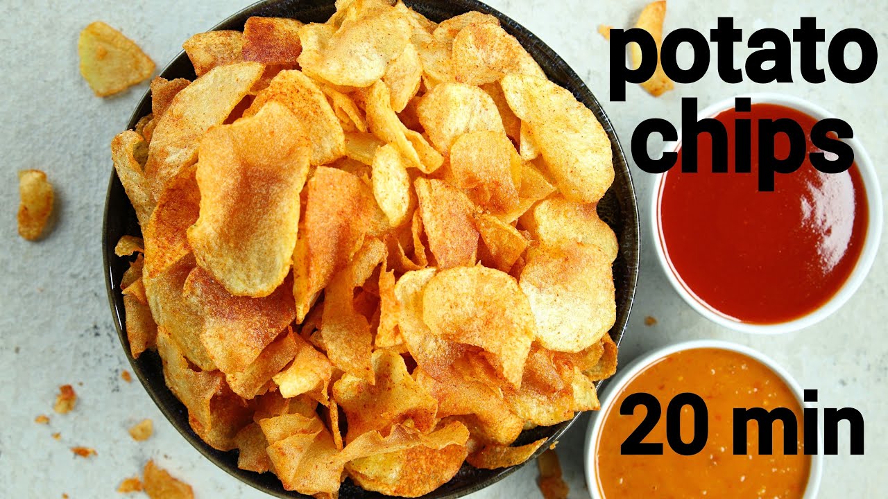 homemade crispy potato chips in 20 minutes | chilli flavored aloo chips recipe | क्रिस्पी आलू चिप्स | Hebbar | Hebbars Kitchen