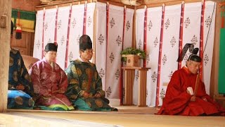 神を降ろす時に出す神職のオオオオオォォオの声と龍笛と太鼓が神秘的な動画