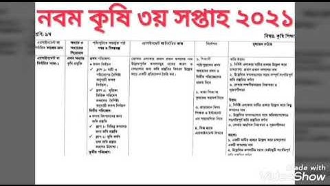 ৯ম শ্রেণী কৃষি ৩য় সপ্তাহ এসাইনমেন্ট ২০২১ | class 9 3rd week assignment 2021