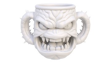 3D model of a monster mug for the Halloween holiday. Superhive, CGtrader, Cults3d (no sound)