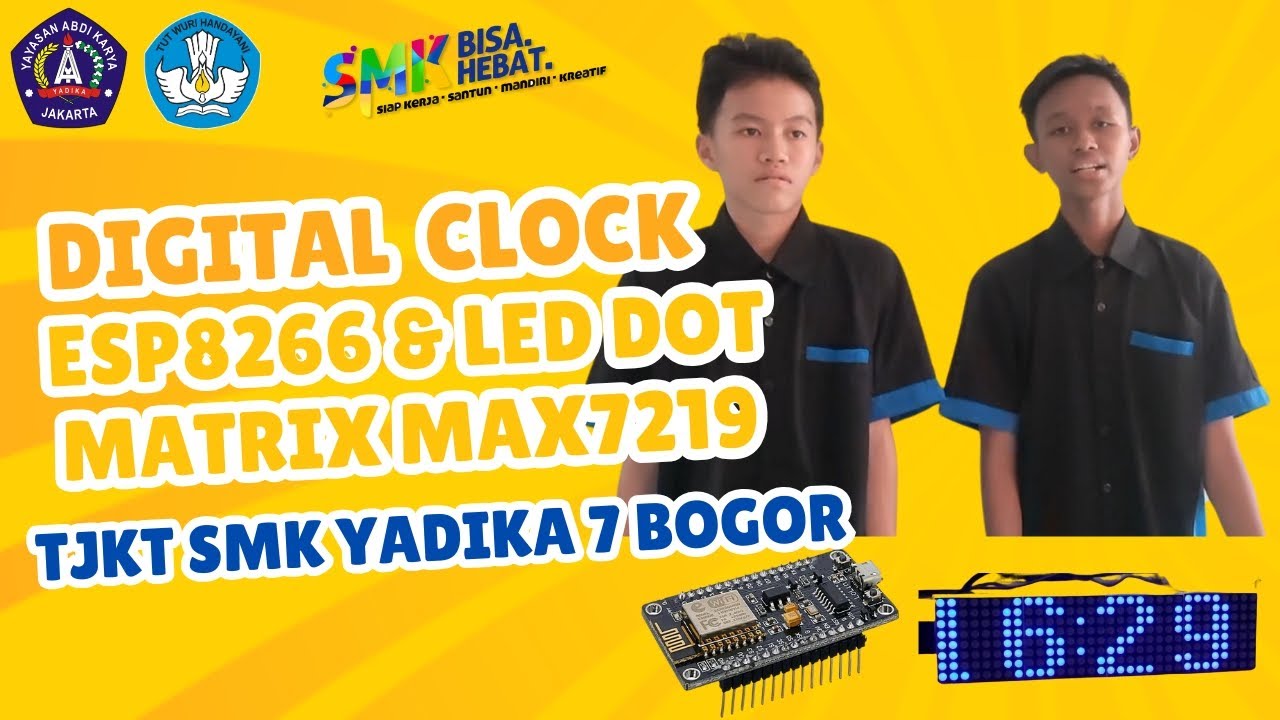 Digital clock with esp8266 & led dot matrix max7219 - YouTube