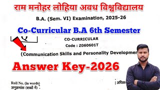 BA 6th semester communication skills and personality development answer key-2026 rmlau