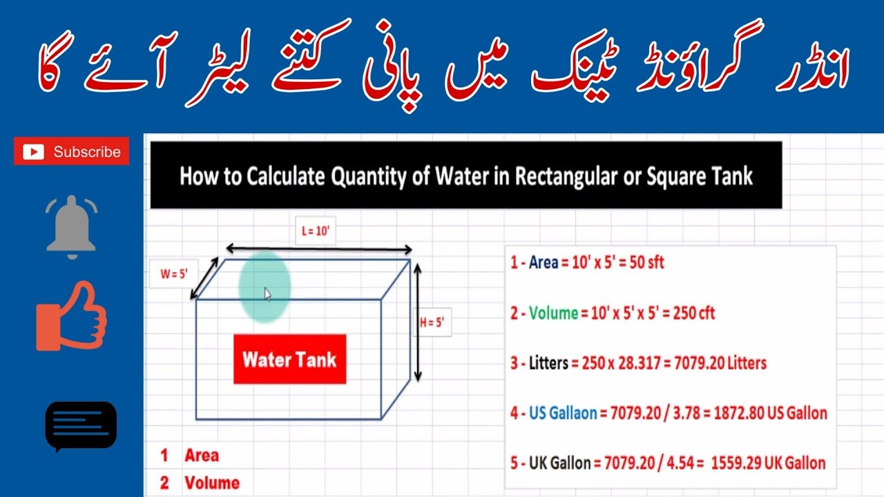 Water Quantity Calculation In Rectangular or Square Tank How To Calculate Water Quantity YouTube