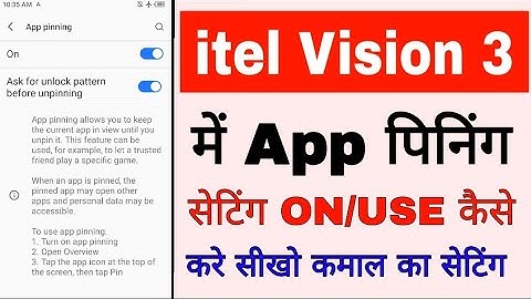 itel vision 3 me app pinning setting on/use kaise kare।how to use app pinning in itel vision 3