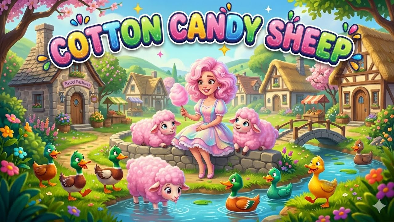 "Sweet Sounds of Fun: Five Little Ducks & Cotton Candy Sheep Adventure! 🦆🐑| Kids Songs & Rhymes"|#3d