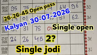 Kalyan Trick Today 30-07-2026 | Kalyan Open & Panel Line