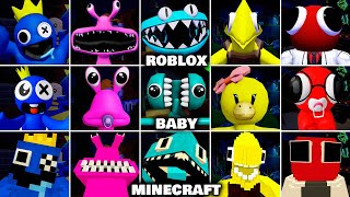 Rainbow Friends: Chapter 2 ALL JUMPSCARES ROBLOX vs BABY vs MINECRAFT vs FNF