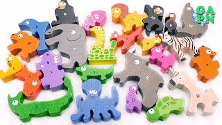 Aprende el alfabeto con juguetes de madera | Aprender nombres y sonidos de animales para niños