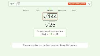 Simplify sqrt - Square Root of a Fraction Tiger Algebra Solver