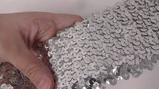 NO.252_スパンコールブレード収縮性タイプ（銀色：シルバー）_幅6cm×長さ2ｍ巻き