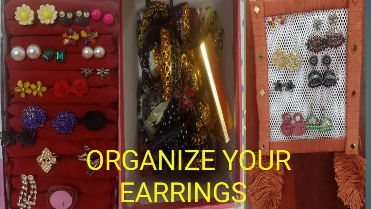 Earring organizer// how to organize earrings // two ways to organize ...