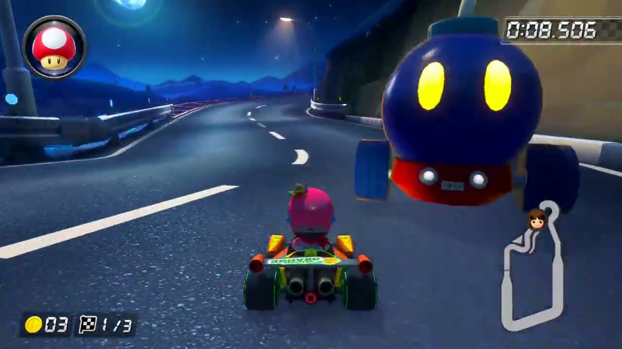 Wii Moonview Highway [150cc] - 1:43.195 - エル (Mario Kart 8