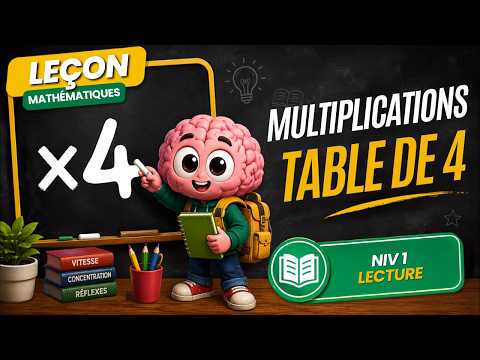 Multiplications — Multiplications - Table de 4 | Niveau 1 - Lecture | Mathématiques