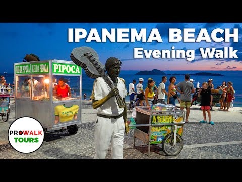 Scenic Sunset Walk on Ipanema Beach Rio De Janeiro, Brazil-  4K60fps with Captions - Prowalk Tours