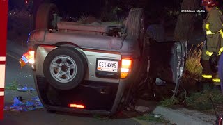 Sorrento Valley - Union Tribune Delivery driver hits tree and overturns