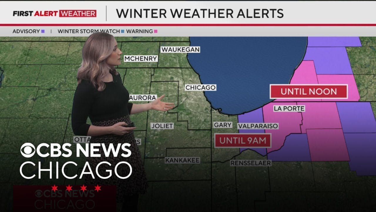 Snow moving into Chicago area on Wednesday