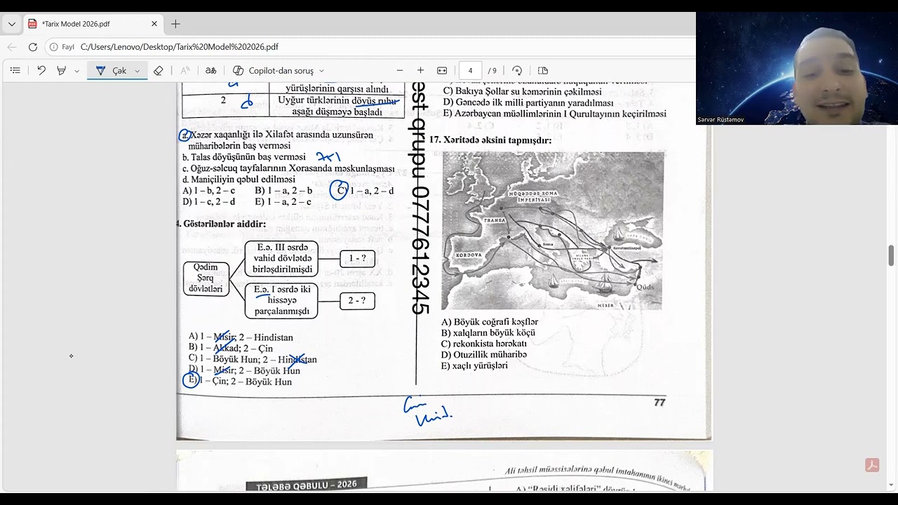 DİM 2026 Tarix Model testləri - Sərvər Rüstəmov 077 761 23 45