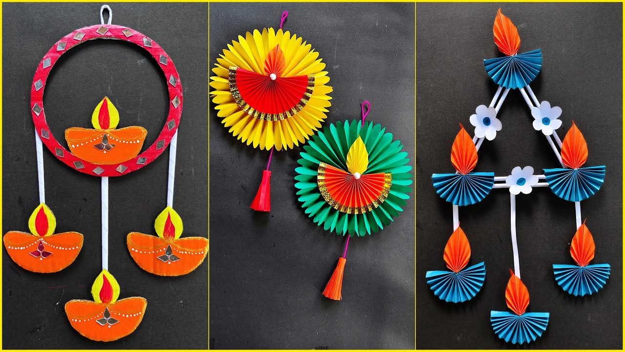 3 Best Paper Diya Wall Hanging / Diwali Decoration / Diwali Craft Ideas ...