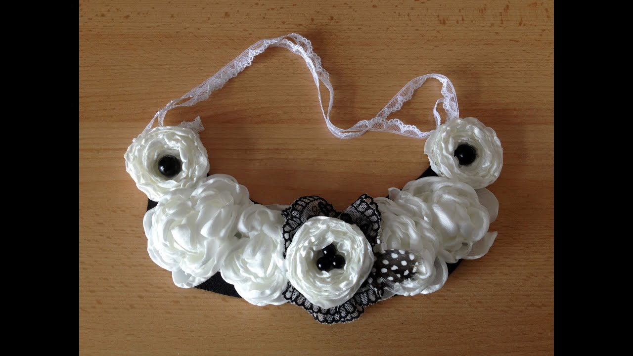 Diy How To Make A Fabric Flower Bib Necklace