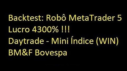 Backtest Robô Sniper WIN - Lucro 4300% !!! - Daytrade - Mini Índice (WIN) - BM&F Bovespa