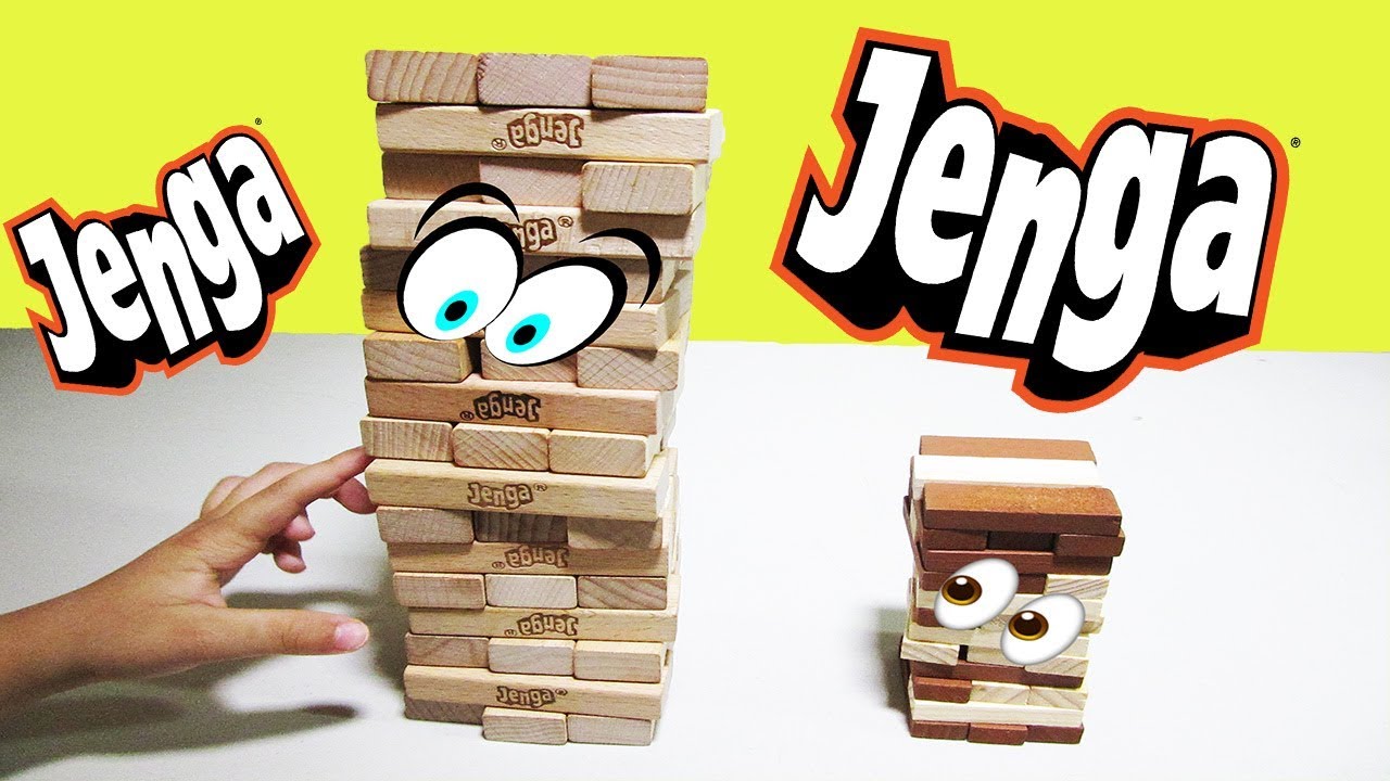 Hasbro Jenga Classic versus Mini Jenga Challenge Games for kids - YouTube