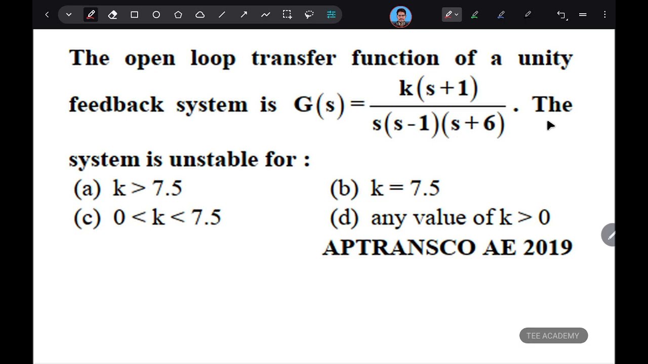 APTRANSCO AEE Electrical ! Question Paper 2019 ! Control System Solutions  !