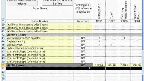 Room Data Sheet Template v2 highlighting revisions