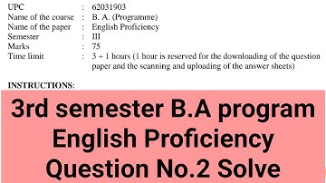 sol du B.A programme English Proficiency Question No.2 Solve 3rd semester