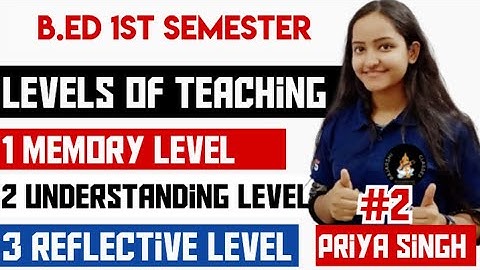 levels of teaching -memory  understanding &reflective  level. for uptet, kvs, b. Ed. wit priya singh