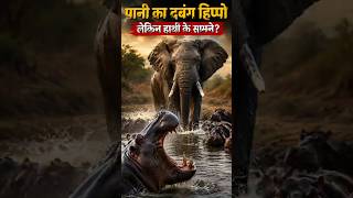 Hippo vs Elephant 😱 पानी का दबंग भी हाथी के सामने चुप! |#shorts  #animals #wildlife