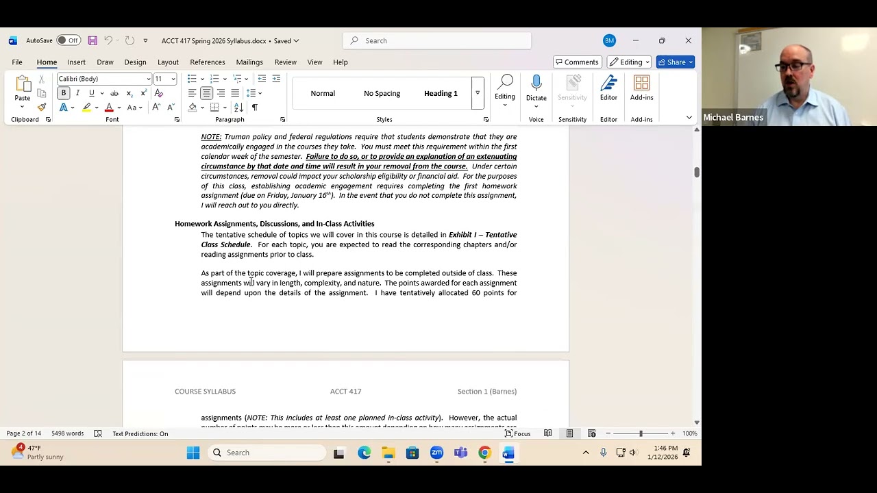 ACCT 417 (Spring 2026) - Introduction and Syllabus Review