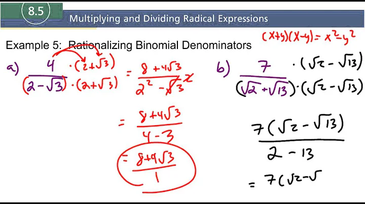 8.5 Example 5 Rationalizing Binomial Denominators