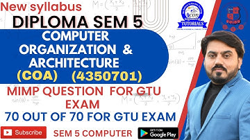 COMPUTER ORGANIZATION & ARCHITECTURE (COA) MIMP FOR GTU EXAM  || DIPLOMA SEM 5 COMPUTER ||#gtu