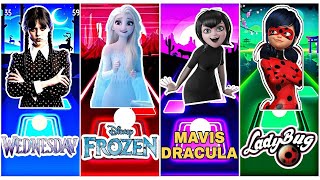 Wednesday Addams 🆚 Elsa - Frozen 🆚 Mavis Dracula 🆚 Miraculous LadyBug 🎶 Tiles Hop EDM Rush