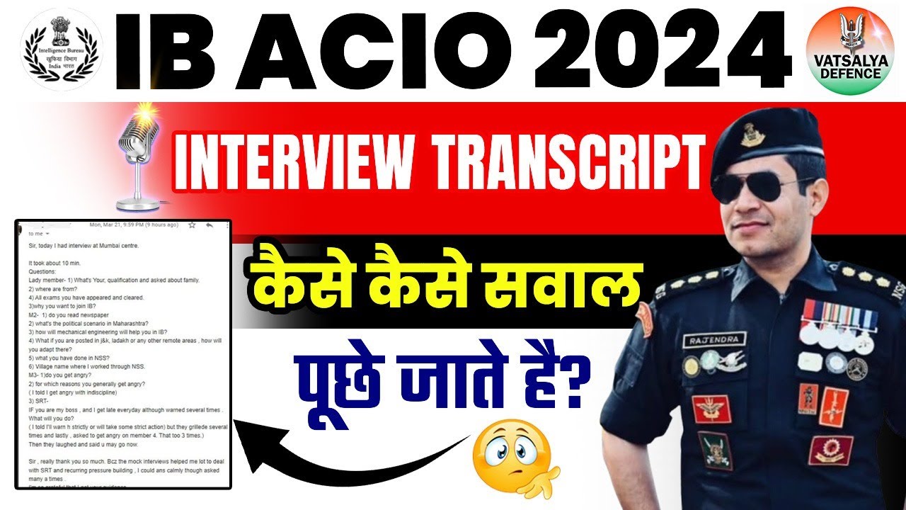 IB ACIO 2024 Interview | Interview Questions for IB ACIO I 2024 ...