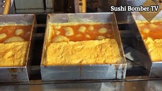 Japanese Street Food - Omelette Tamagoyaki and Mini Castella Cake