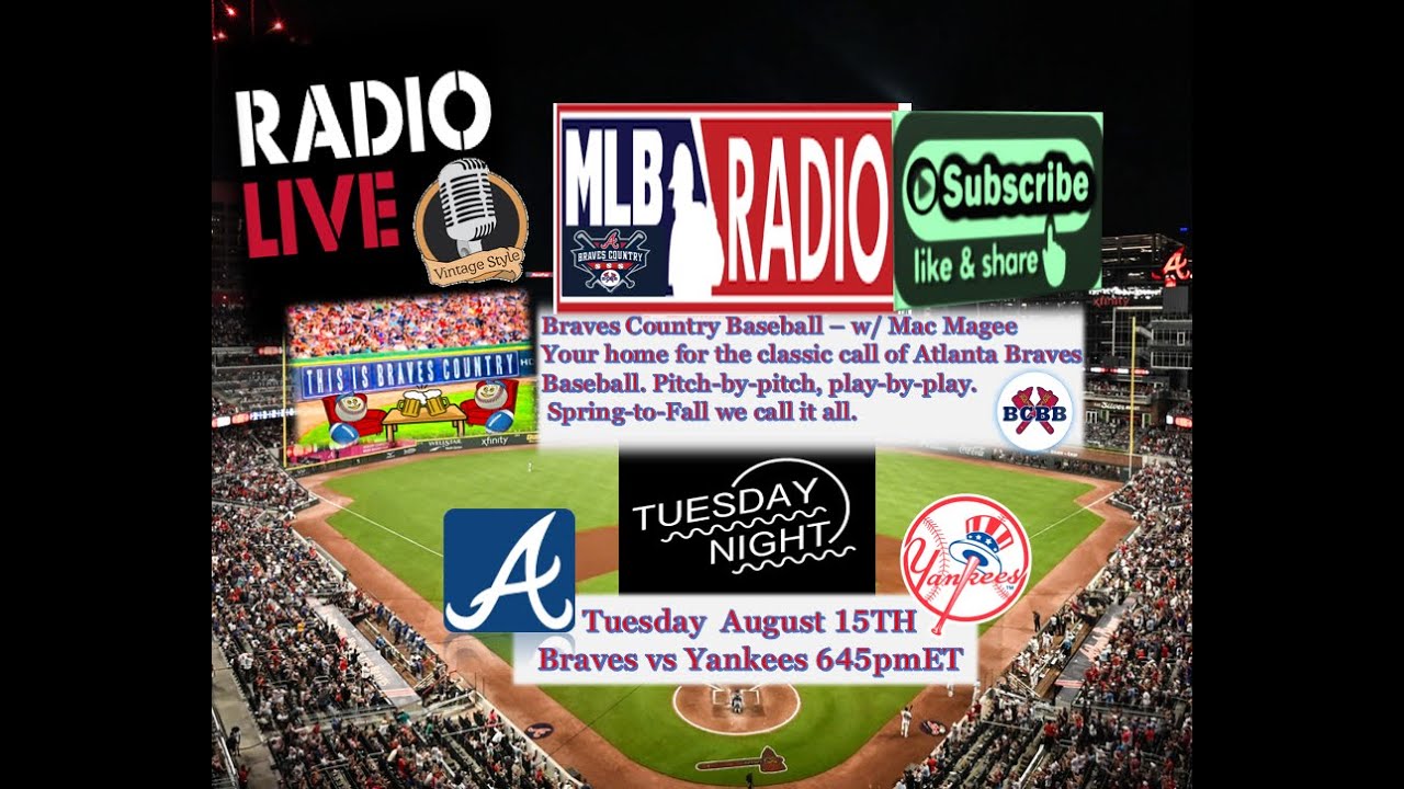 Atlanta Braves vs NY Yankees 8/15/23 Tuesday LIVE Stream MLB Play-By-Play Braves Country Baseball