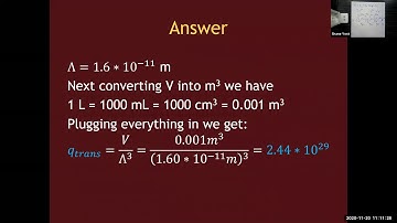 CHEM 3330 Zoom Lecture - 11/20 - Partition Function