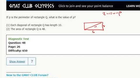 Geometry DS 6- If p is the perimeter of rectangle Q, what is the value of p?