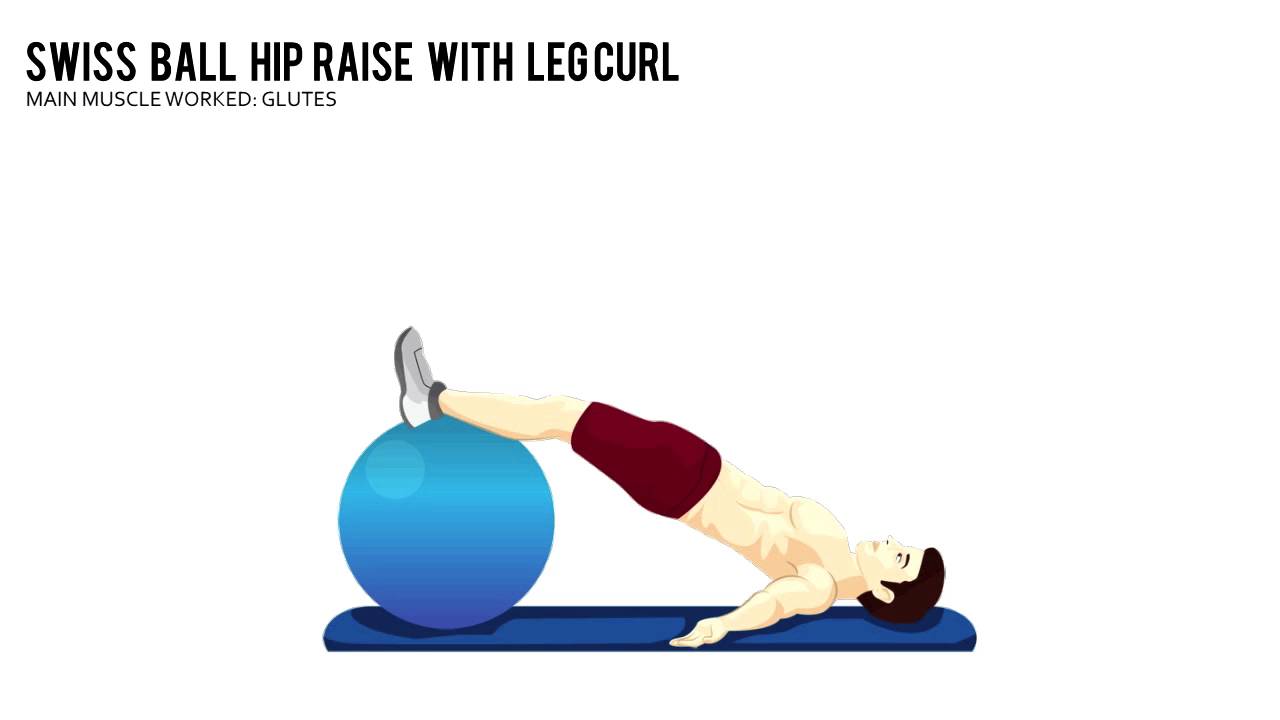 swiss ball hip raise with leg curl YouTube